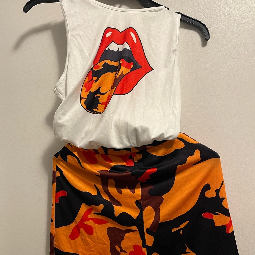 Tank Colorful Lips 2pc Short Set